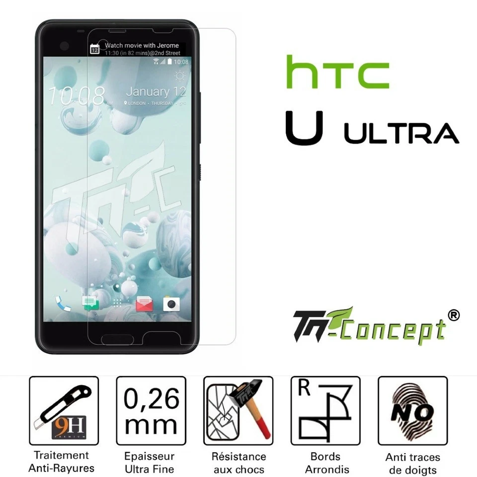 HTC U Ultra - Vitre de Protection Crystal - TM Concept® - Photo 1/4