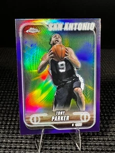 Baloncesto Tony Parker #138 Topps cromado 2024-25 espuelas refractoras púrpuras - Imagen 1 de 2