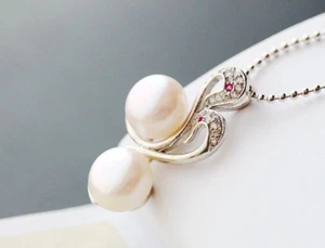 B06 Rimorchio Cuore Amore Cigno Cigni Acqua Dolce Perla Argento Sterling 925 - Foto 1 di 7