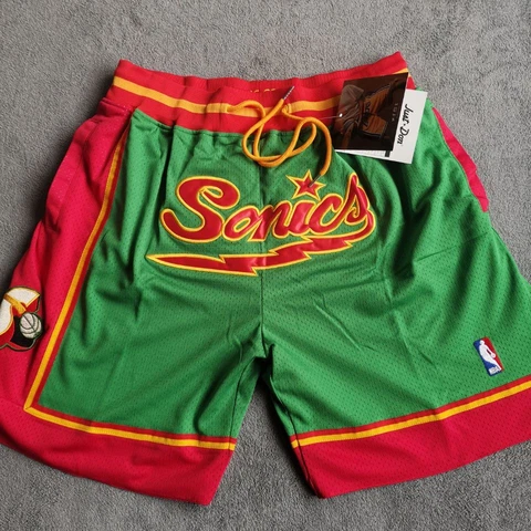 Seattle Supersonics Basketball Shorts Men's Pants Stitched Green Cover