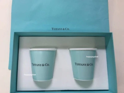 TIFFANY & CO BONE CHINA Juego de 2 tazas de papel con caja Tiffany Blue de Japón Nuevo Foto 1 de 4