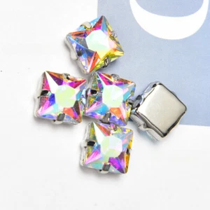 20pcs DIY Square Glitter Crystal Beads for Jewellery Making Shoes Craft Decor - Picture 1 of 27