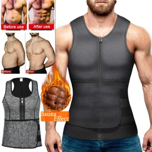 Men's Sauna Suit Tank Top Sweat Vest Neoprene Body Shaper T-Shirt Waist Trainer - Picture 1 of 23
