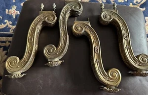 Antique Heavy Brass Gold Table Legs VTG 15” Set 4 Architectural Salvage - Picture 1 of 5