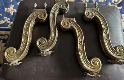 Antique Heavy Brass Gold Table Legs VTG 15” Set 4 Architectural Salvage - Image 1 of 4