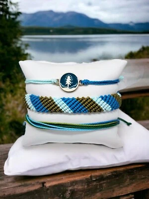 Wax String Friendship Bracelet MOUNTAIN LAKES Pack of 3, Stackable Waterproof  - Image 1 of 3