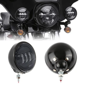 Luz de paso antiniebla LED 4,5" + soporte de carcasa para Harley Touring Road King Glide - Imagen 1 de 11