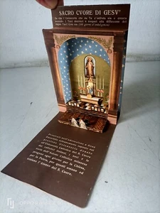 VECCHIA CARTOLINA TRIDIMENSIONALE SACRO CUORE DI GESU' - 1941 DA COLLEZIONE - Picture 1 of 8