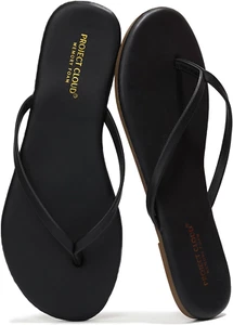 Project Cloud Vegan Leather Flip Flops for Women Footwear - Memory Foam Flats Sa - Picture 1 of 6