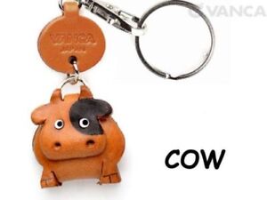 Cow Handmade 3D Leather Animal Keychain/Charm *VANCA*  Made in Japan #56202