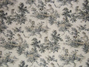 Waverly, Childhood Memories, Screen Print Toile, BTY, Color Charcoal on Cream - Picture 1 of 3