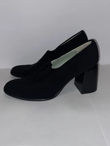 Vintage 80s Charles Jourdan Leather Sock. block heel pumps Size 7.5 - Picture 1 of 13