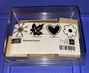Stampin Up!"Seasonal Icons" 4-teiliges unmontiertes Holzset (ein Block fehlt) - Bild 1 von 3
