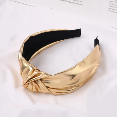 Women PU Leather Top Knot Wide Headband Hair Hoop Pure Color Hair Accessories * - Image 1 of 4