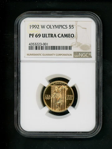 1992 W US Gold $5.00 Olympics Commemorative $5 NGC PF 69 Ultra Cameo Proof GEM! Cover