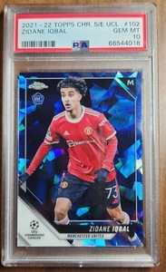 ZIDANE IQBAL 2021-22 Topps Chrome Sapphire UEFA UCL # 102 RC PSA 10 MANCHESTER U - Picture 1 of 3
