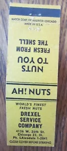 AH! CUBIERTA NUTS MATCHBOOK: DREXEL SERVICE CO. CHICAGO, ILLINOIS MATCHCOVER -D - Imagen 1 de 2