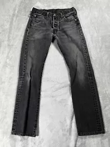 Levis 501 Jeans Mens 30x34 Black Straight Button Fly Mid Rise Dark Wash Denim - Picture 1 of 13