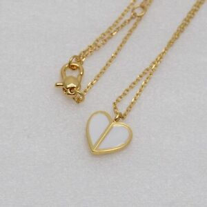 Kate Spade Jewelry gold tone Enamel White Heart Shape Polished pendant necklace