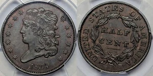 1834 MS63BN 1/2c PCGS half cent - Picture 1 of 3