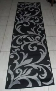 NEW GREY/BLACK MODERN DESIGN FLOOR HALL HALLWAY RUNNER RUG 80X300CM - Picture 1 of 7