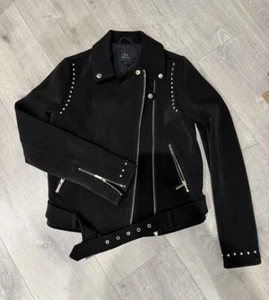 Chaqueta Armani Exchange para mujer pequeña negra con tachuelas PVP £320 - Imagen 1 de 5