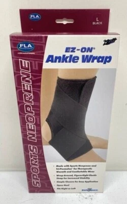  FLA Negro Grande Deportivo EZ-en Tobillo Envoltura Neopreno 40-550LGBLK Foto 1 de 3
