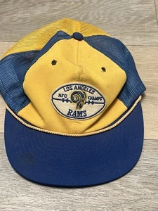 VTG Sports Specialties Los Angeles Rams LA 80s Colorblock Trucker Mesh Snap Hat - Picture 1 of 11