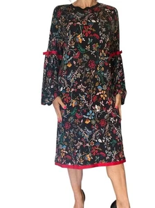 Abito donna Marella Sport by Max Mara nero jersey floreale manica lunga cambio L - Foto 1 di 13