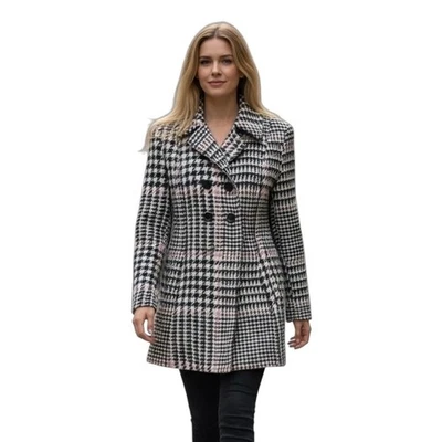 Abrigo Marvin Richards Mezcla Lana Pata de Gallo Rosa Negro Doble Pecho Mediano Foto 1 de 4