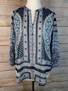 Lucky Brand Paisley Tunika mit Knopfleiste halbtransparent Größe Medium - Bild 1 von 5