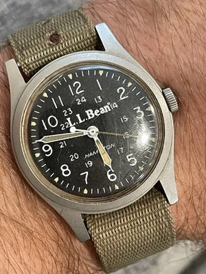 Reloj LL Bean Vintage Hamilton Modelo Militar 921980 Funcionando/Correa Verde! Foto 1 de 4