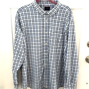 Untuckit Shirt Mens 3XL Blue White Plaid Long Sleeve Button Up Casual Nylon - Picture 1 of 7