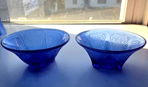 2 Royal Lace Kobalt Kerzenständer gerader Rand Hasel Atlas Glas sauber!! - Bild 1 von 4