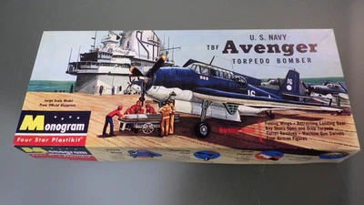 Vtg 1958/1994 Monogram USN TBF Avenger Torpedo Bomber 1/48 Airplane Kit *Opened - Image 1 of 4