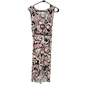 Speechless Pink Black White Swirl Dress M Sleeveless High Low Y2K Retro Mod - Picture 1 of 7