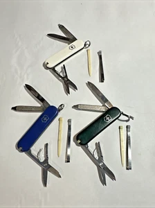Lot of 3 Victorinox Classic SD Swiss Army Knives - Blue, White, Green 58mm - Picture 1 of 8