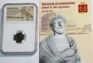 JULIAN II the Apostate ROMAN EMPEROR AD 360 COIN NGC CERTIFIED & COA GLADIATORS - Picture 1 of 5