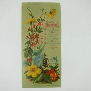 Viktorianische Grußkarte große Blumen rot gelb blau rosa antik 1881 - Bild 1 von 13