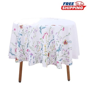 Durable Floral Round Tablecloth - Perfect for Holiday Gatherings & Weddings - Picture 1 of 9