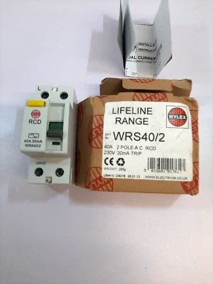 Wylex WRS40/2 40A 30mA 2 Pole RCD - Image 1 of 4