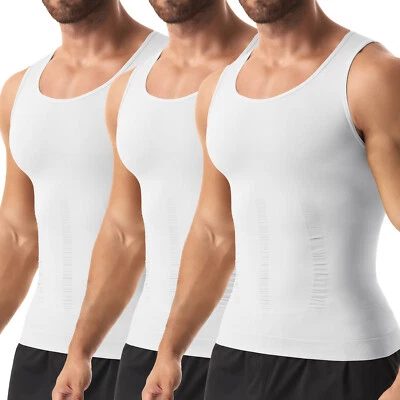 Paquete de 3 chalecos modeladores corporales ajustados de compresión para hombre con control de barriga ropa interior Foto 1 de 4