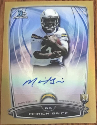 2014 Bowman Chrome Rookie Autographs Gold Refractors Marion Grice #’d 07/50 - Image 1 of 3