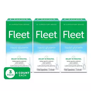 3 Pack Fleet Liquid Glycerin Suppositories for Constipation 7.5 ml, 4 Bottles - Picture 1 of 6