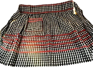 Medio delantal de guinga a cuadros de colección, años 1940/50, hecho a mano, corbata trasera de 20", usado (JJ) - Imagen 1 de 13