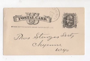 United States used post card UX7 partial RPO cancel to Cheyenne Wyoming Terr - Picture 1 of 2
