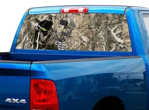 P455 Camo Reaper Bow Hunter Rear Window Tint Graphic Decal Wrap Back Pickup - Picture 1 of 5