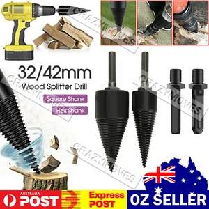 32/42mm High Speed Twist Firewood Drill Bit Wood Splitter Splitting Cone VIC - Picture 1 of 13