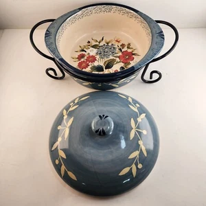 Certified International Pamela Gladding Flora Large Round Casserole Metal Stand - Picture 1 of 11