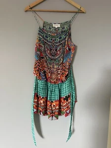 Camilla Embellished 109% Silk Shoestring Strap Playsuit size AUS 10/US 6 /EU 36 - Picture 1 of 10